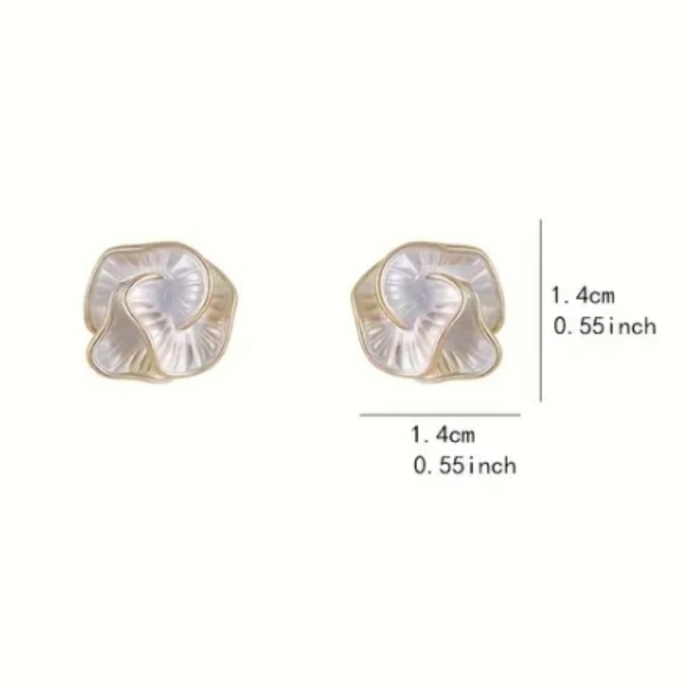 White Camellia Flower Earrings - Picture 6 of 9